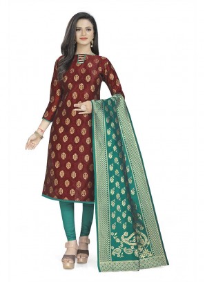 Maroon Color Banarasi Silk Suit