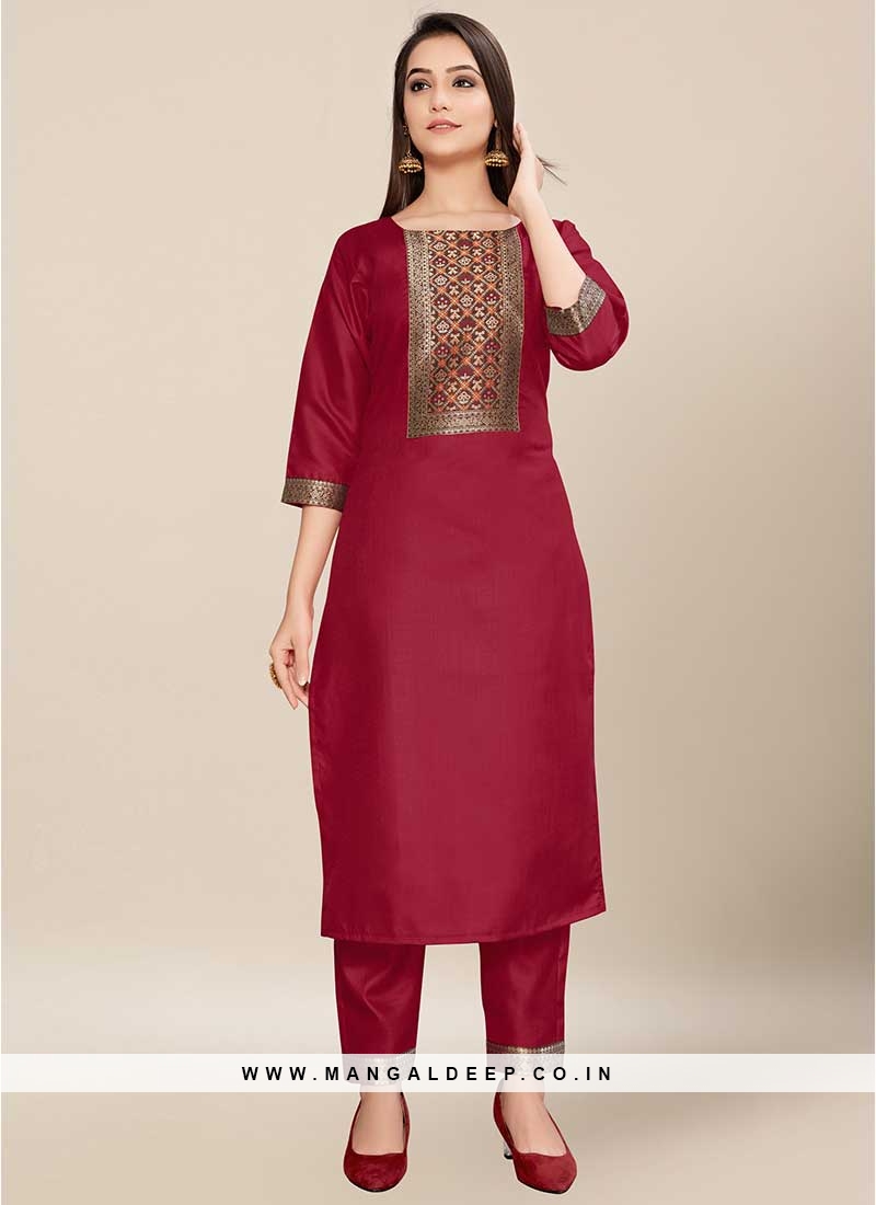 Maroon Color Pure Cotton Kurti |