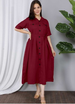 Maroon Color Cotton Kurti