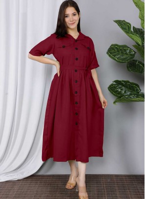 Maroon Color Cotton Kurti