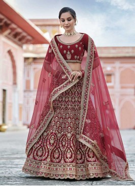 Maroon Color Embroidered Bridal Lehenga