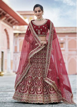 Maroon Color Embroidered Bridal Lehenga