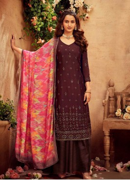 Maroon Color Embroidered Latest Dress