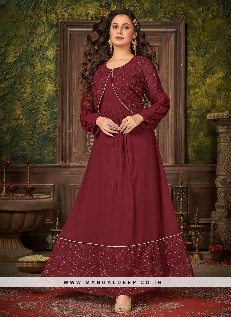 Maroon sales color gown