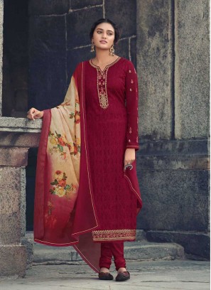 Maroon Color Georgette Ladies Suit