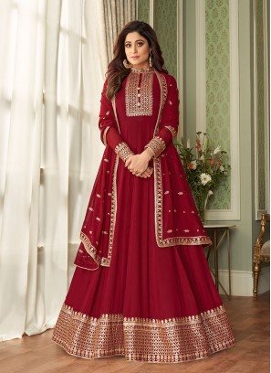 Maroon Color Georgette Long Dress