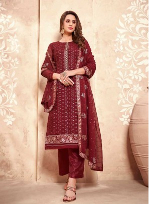 Maroon Color Georgette Salwar Suit