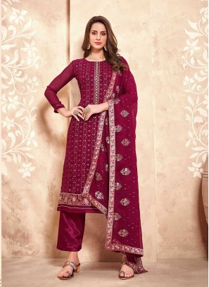 Maroon Color Georgette Salwar Suit