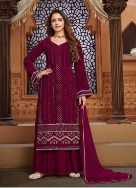 Maroon Color Georgette Sharara Suit