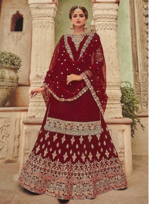 Maroon Color Georgette Sharara Suit