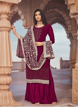 Maroon Color Georgette Sharara Suit