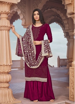 Maroon Color Georgette Sharara Suit