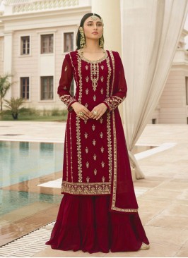 Maroon Color Georgette Shrara Suit