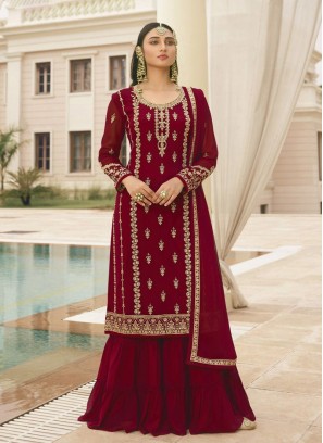 Maroon Color Georgette Shrara Suit