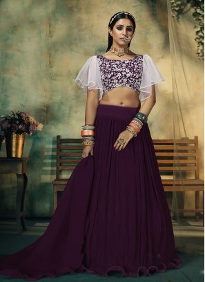 Maroon Color Heavy Faux Georgette Lehenga