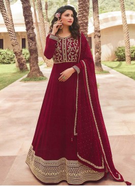Maroon Color Long Anarkali Suit