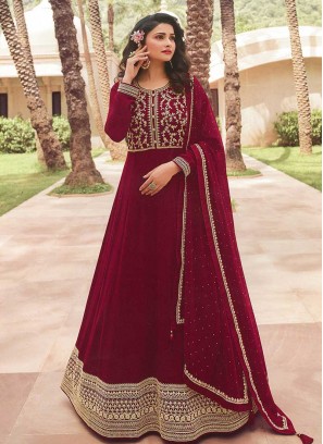 Maroon Color Long Anarkali Suit