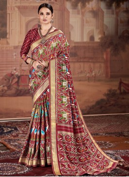 Maroon Color Patola Silk Saree