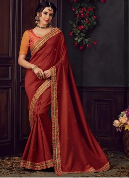 Maroon Color Poly Silk Saree With Unstitched Blouse