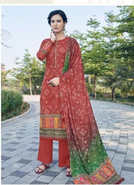 Maroon Color Satin Unstitched Dress