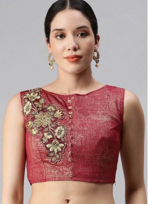 Maroon Color Silk Embroidered Blouse