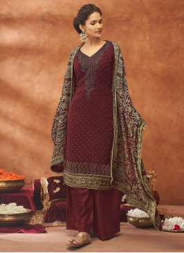 Maroon Color Straight Salwar Kameez