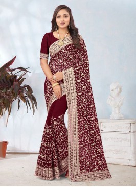 Maroon Color Trendy Saree