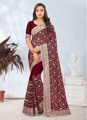 Maroon Color Trendy Saree