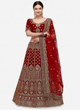 Maroon Color Velvet Stone Work Lehenga