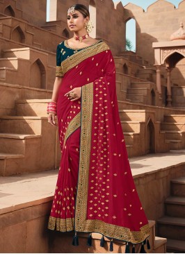 Maroon Color Vichitra Silk Saree