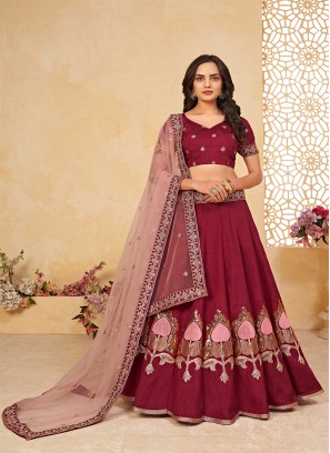 Maroon Colour Thread & Sequins Embroidered Lehenga Choli