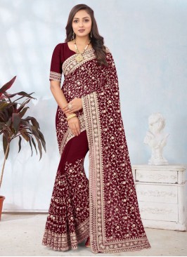 Maroon Diamond Contemporary Saree