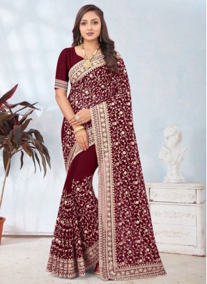 Maroon Diamond Contemporary Saree