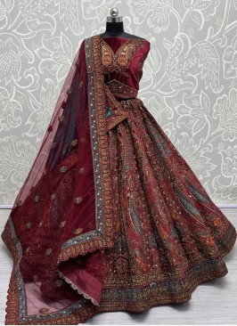 Maroon Embroidered Lehenga Choli