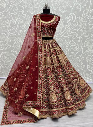 Maroon Engagement A Line Lehenga Choli