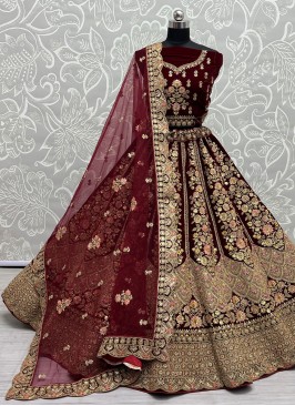 Maroon Fancy Mehndi Lehenga Choli