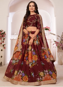 Maroon Faux Georgette Lehenga Choli