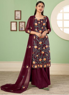 Maroon Festival Georgette Salwar Kameez