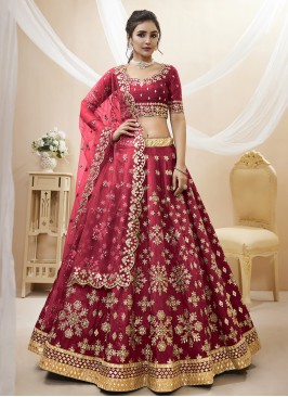 Maroon Foil Print Art Silk Trendy Lehenga Choli