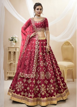 Maroon Foil Print Art Silk Trendy Lehenga Choli