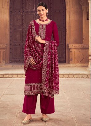 Maroon Georgette Pakistani Salwar Kameez