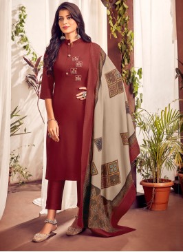 Maroon Handwork Pant Style Suit