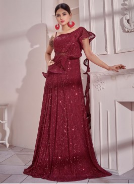 Maroon Imported Wedding Readymade Gown