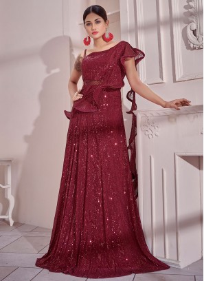Maroon Imported Wedding Readymade Gown
