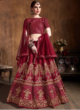 Maroon Lace Art Silk Lehenga Choli