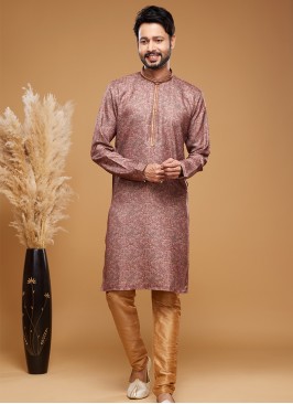 Maroon Majesty: Digital Art Silk Straight Kurta Pa