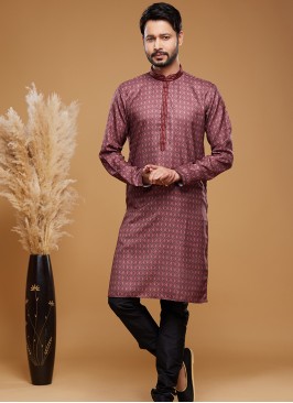 Maroon Majesty: Digital Print Straight Kurta Pajam