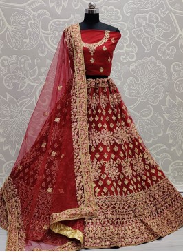 Maroon Net Lehenga Choli