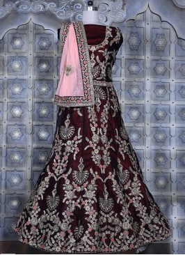 Maroon Patch Border Lehenga Choli