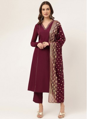 Maroon Plain Salwar Suit